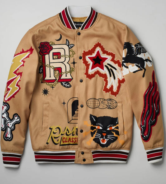 Reason Brand One Of A Kind Varsity Jacket - Khaki