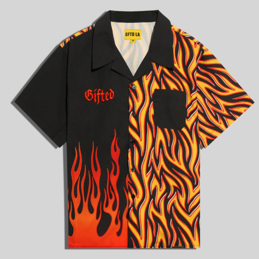 Gftd LA “Flames Button Up”