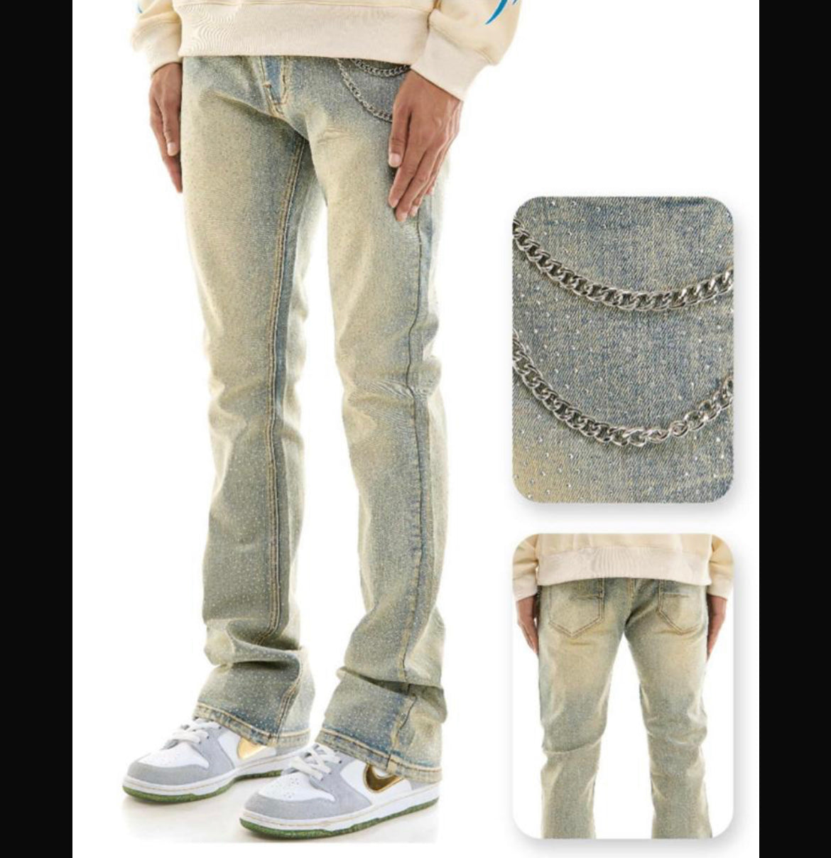 Kdnk “Rhinesstone Stack Jeans”