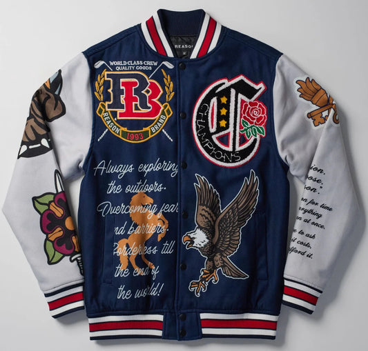 Reason Brand Fearless Varsity Jacket - Blue