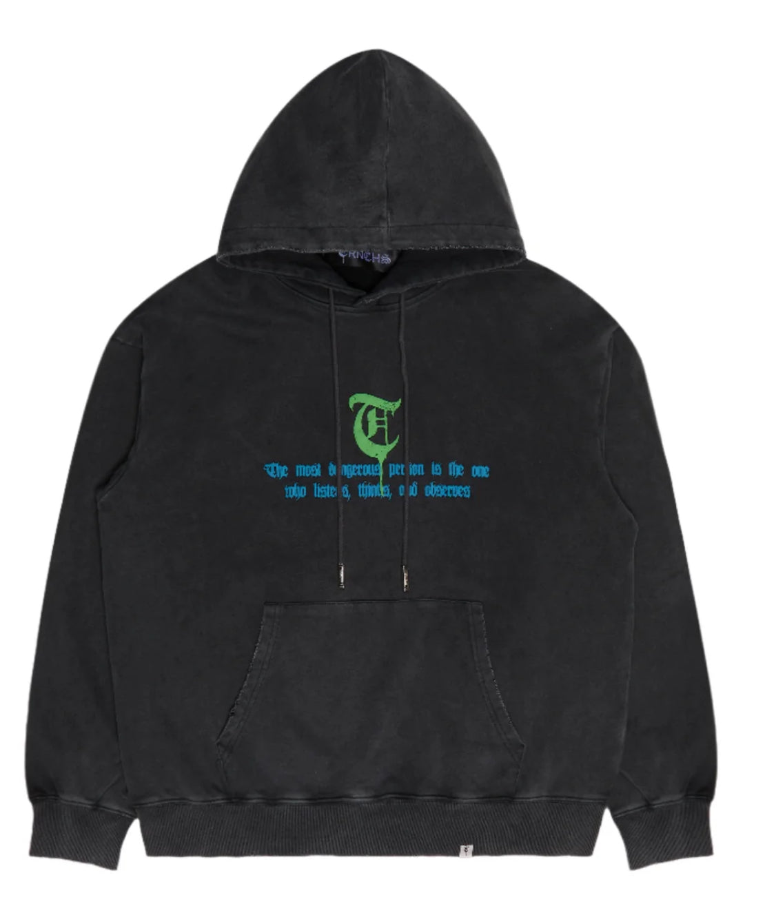 TRNCHS "OBSERVES" VINTAGE BLACK HOODIE