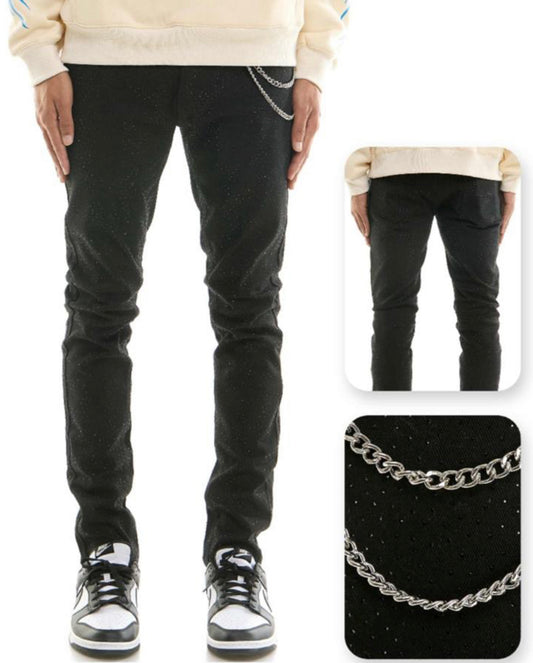 Kdnk “Rhinestone Black Skinny Jeans”